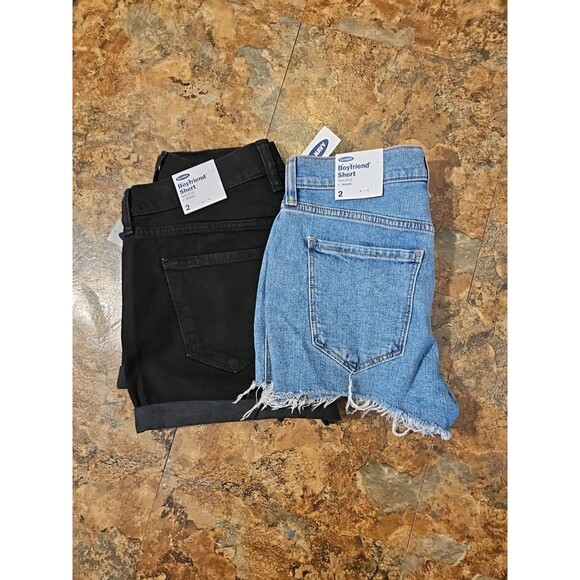 Lot of 2 NWT Old Navy Boyfriend Cutoff Cuffed Shorts SZ 2 Denim Distressed (A225 - Picture 1 of 10